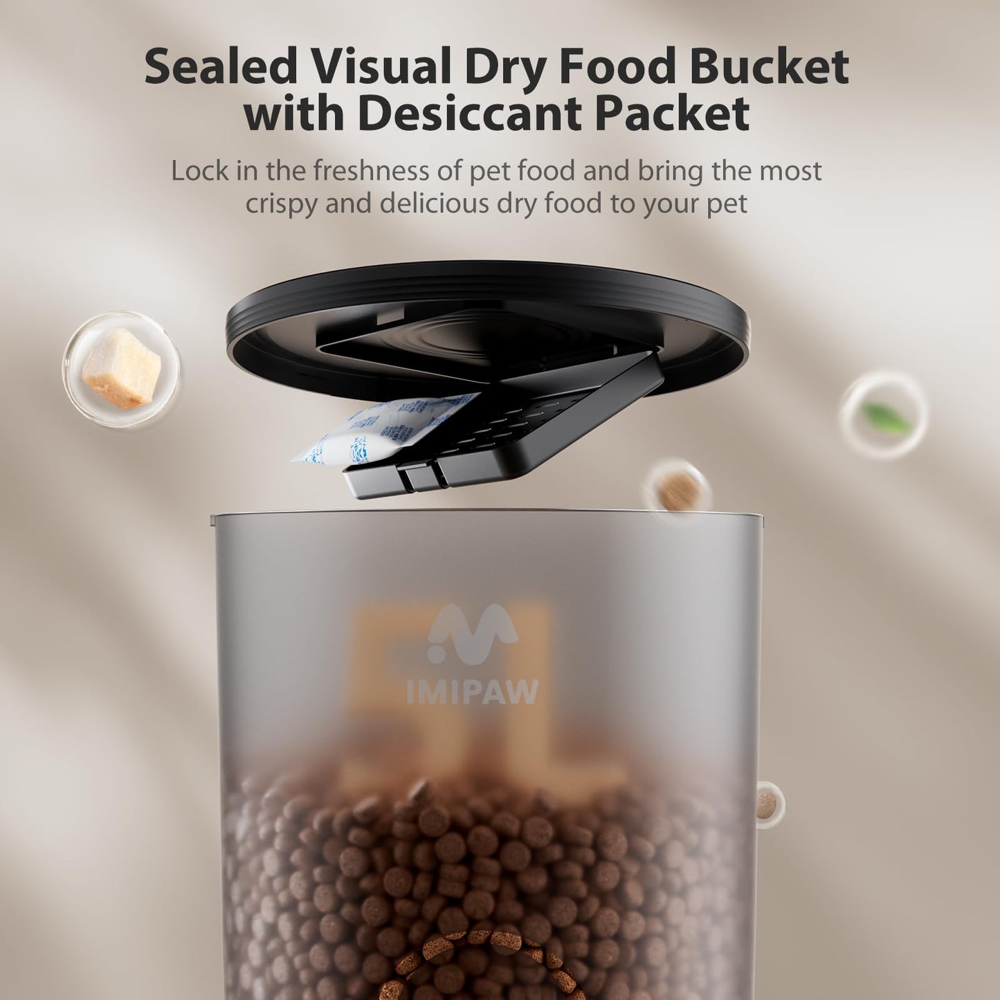 IMIPAW Automatic Cat Feeder, 6-Meal Programmable Food Dispenser (Black)