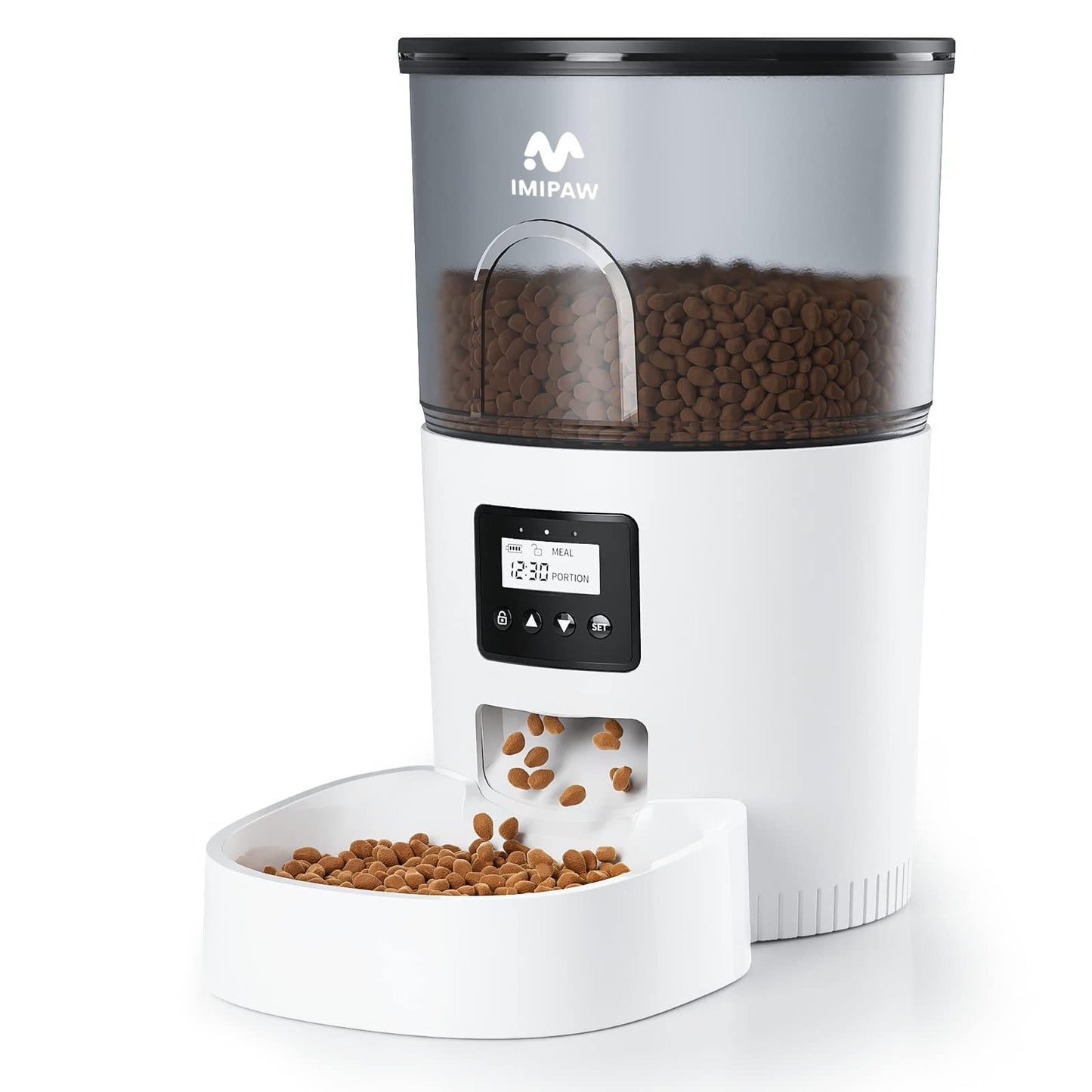 IMIPAW Automatic Cat Feeder, 6-Meal Programmable Food Dispenser (Black)