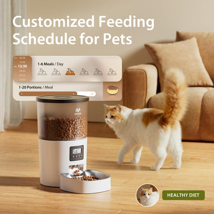 IMIPAW Automatic Cat Feeder, 6-Meal Programmable Food Dispenser (Black)