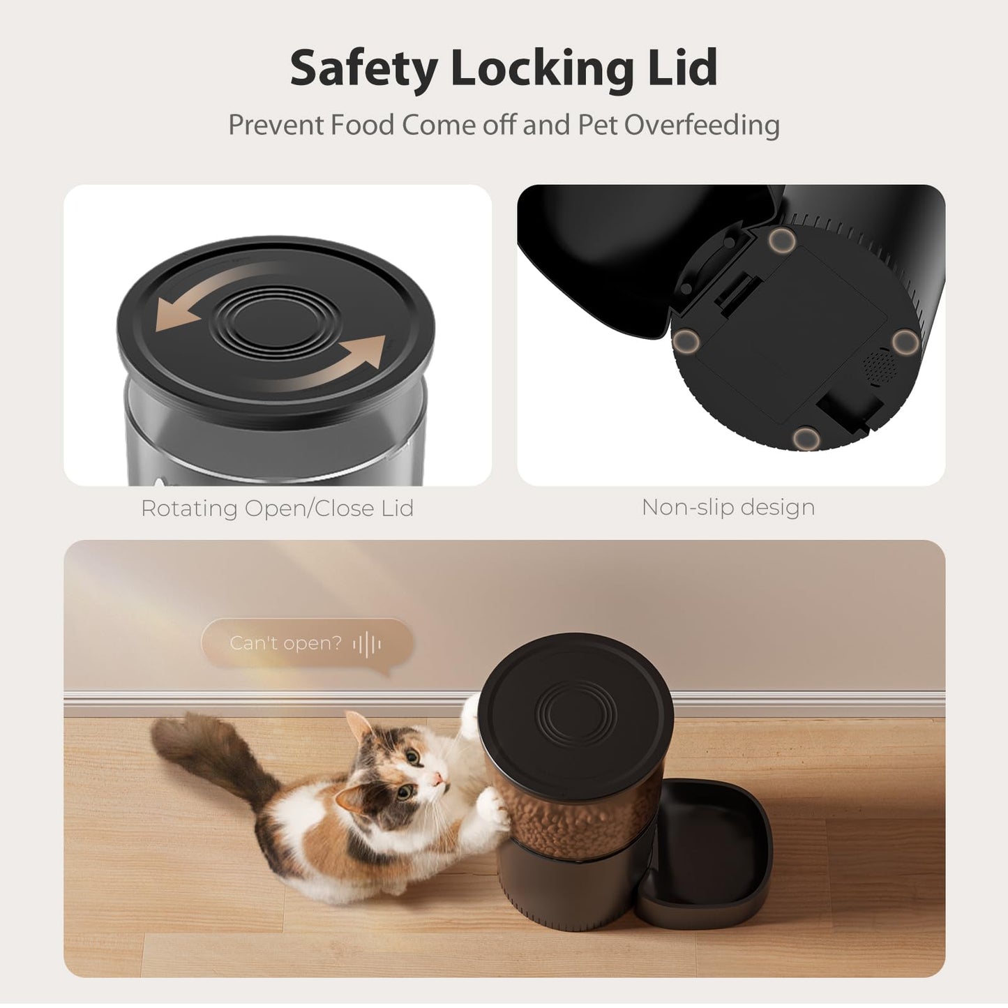 IMIPAW Automatic Cat Feeder, 6-Meal Programmable Food Dispenser (Black)