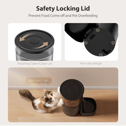 IMIPAW Automatic Cat Feeder, 6-Meal Programmable Food Dispenser (Black)