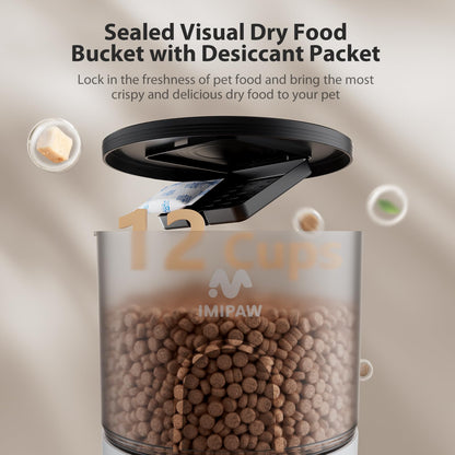 IMIPAW Automatic Cat Feeder, 6-Meal Programmable Food Dispenser (Black)
