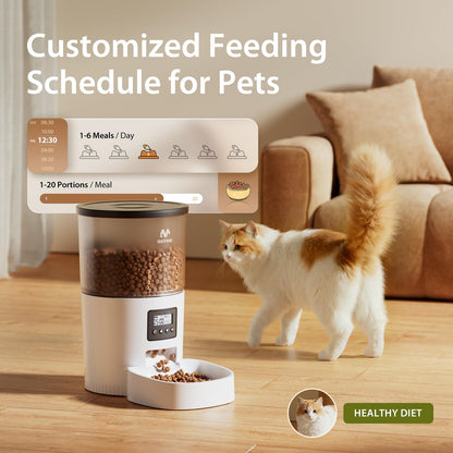 IMIPAW Automatic Cat Feeder, 6-Meal Programmable Food Dispenser (Black)