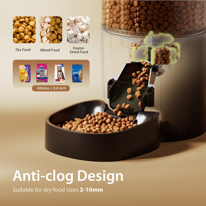 IMIPAW Automatic Cat Feeder, 6-Meal Programmable Food Dispenser (Black)