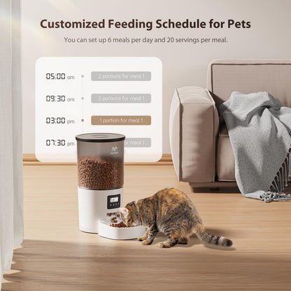 IMIPAW Automatic Cat Feeder, 6-Meal Programmable Food Dispenser (Black)
