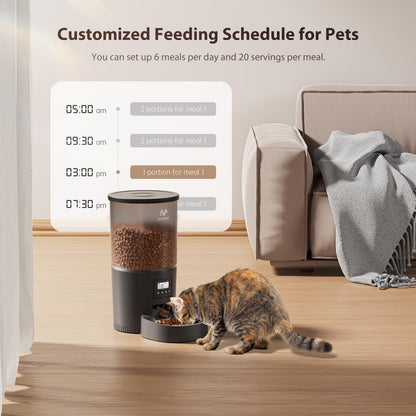 IMIPAW Automatic Cat Feeder, 6-Meal Programmable Food Dispenser (Black)