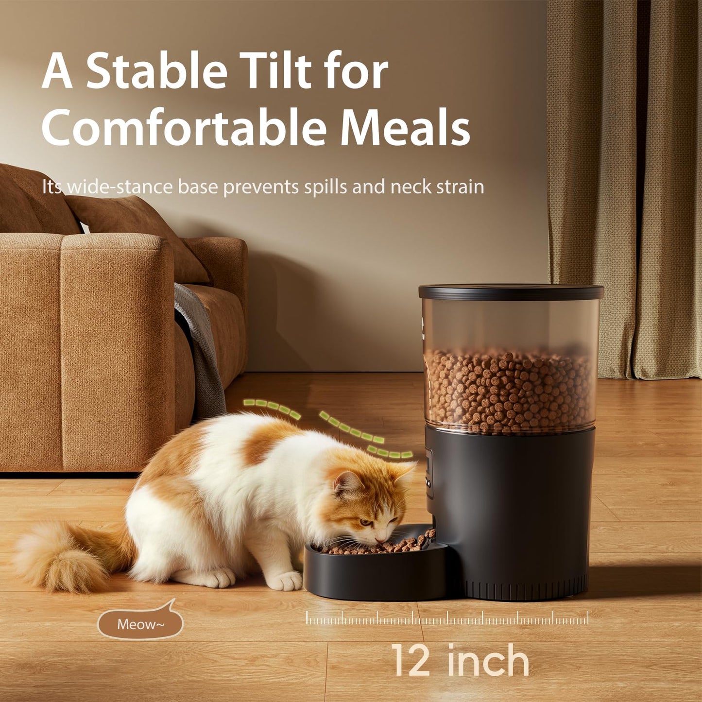 IMIPAW Automatic Cat Feeder, 6-Meal Programmable Food Dispenser (Black)